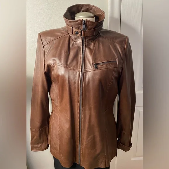 Marc New York By Andrew Mark Brown Real Soft Leather Jacket - Picture 3 of 16